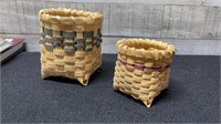 2 Small Signed Native Baskets 4" & 3"