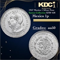 1957 Mexico 1 Silver Peso Santos Collection KM# 45