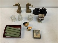 Brass Ducks, Perfume Bottles, Jars, Cards, etc.