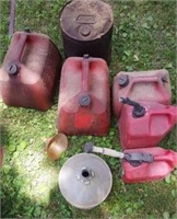 Various Gas Cans & Funnels