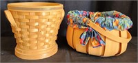 Lot of 2 Woven Baskets & Liner