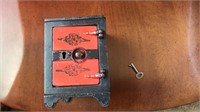 Cast iron house safe bank miniature 4in