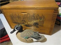 wood dovetailed box w duck figure