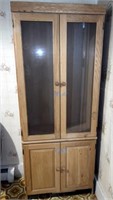 Oak Glass Front Hutch/Cabinet