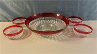 Indiana Glass Ruby Red Chip & Dip Set