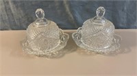 Cut Crystal Diamond Pattern Butter Dishes