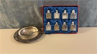 Silver Plated Salt Dish w/Spoon and S&P Shakers