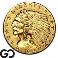 1915 $2.5 Gold Indian, Gold Quarter Eagle