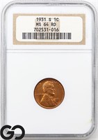 1931-S Lincoln Wheat Cent, NGC MS64 RD Guide: 475