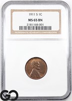 1911-S Lincoln Wheat Cent, NGC MS65 Guide: 1,300