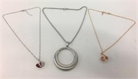 3 Silver & Gold Plated Necklaces w/Pendants