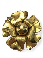 Vintage Gold Floral Brooch 2.25"