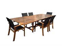 A Teak Garden Classic Table w/ (6) Chairs.
