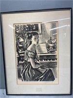 Sigmund Menkes Music Room, signed Lithograph