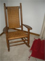 Vintage Oak Wicker Rocking Chair w/Custom