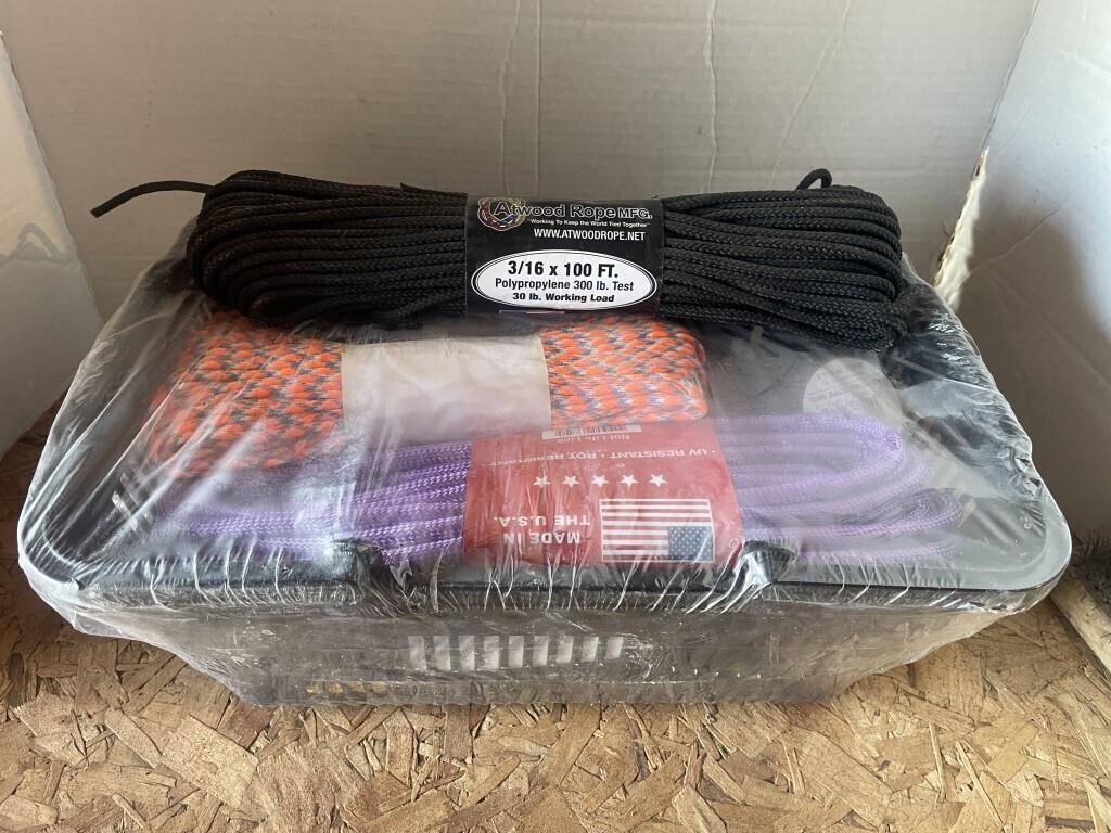 NEW - Basket of various polypropylene ropes and
