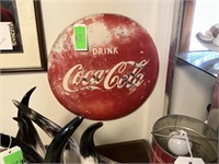 Vintage Coca-Cola button sign 21" Diameter
