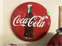 Vintage Coca-Cola button sign 36" diameter