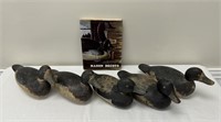 5 Mason Bluebill Duck Decoys and Reference Book