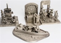 4 Franklin Mint Pewter Sculptures Roaring Twenties