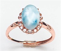 Natural Blue-veins Stone Ring 925 Silver