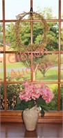2 Home Décor Items - Berry Wreath & Vase