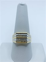18K GOLD WHITE AND YELLOW GOLD STRIPPED RING