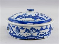 Chinese Blue and White Porcelain Basin with Lid