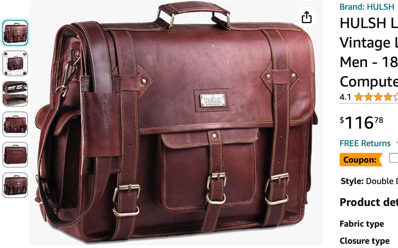 HULSH Leather Messenger Bag for Men