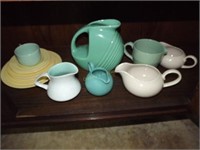 Assorted Pottery Pitchers & Plates By Pool, Aokis,