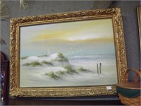 Framed Acrylic On Canvas Gulf Coast Scene Signed H