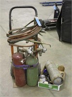 Acetylene Torch,Tanks, Gauges, w/Cart, Extra Tank