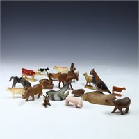 Lot of Vintage animals of plastic, wood, stone, an