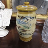JUGGLERS COVE POTTERY COVERED JAR  10"