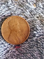 1941 Wheat Penny No Mint Mark Error Double Collar