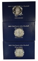 Trio of 2005 Chief Justice John Marshall Dollars