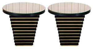 Art Deco Revival Round Side Tables, Pr