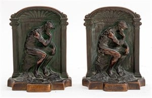 After Rodin "The Thinker" Bronze Bookend, 2