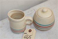 Vintage McCoy Blue and Pink stripe sugar & Creamer