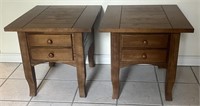 Pair of Oak-Finish End Tables