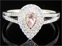 14kt Gold Vera Wang Morganite & Diamond Ring