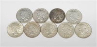 9 BETTER DATE PEACE DOLLARS - 1924 to 1935-S