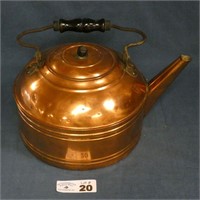 Wood Handled Copper Tea Pot