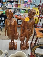 PAIR OF WOODEN STATUES