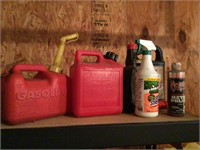 2 small gas cans &chemicals
