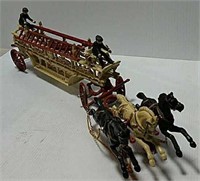 Horse-drawn fire ladder engine cast iron