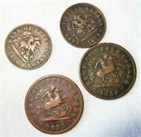 FOUR UPPER CANADA 1850s COINS