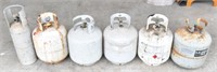 Lot of (5) propane tanks, four are 20 lb.
