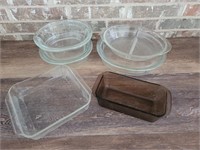 Lot of Pyrex Clear and Brown Glass as pictured