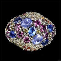 Natural Stunning Tanzanite & Sapphire Ring